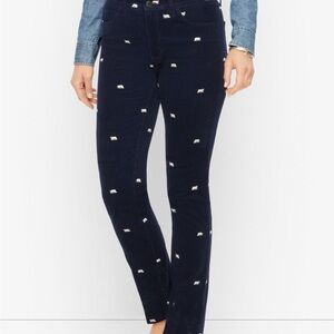 Talbots Corduroy Straight Leg Pant- Polar Embroidery Size 8P